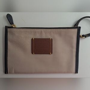 Coach Tan and Brown Leather-Trim Wristlet NWOT